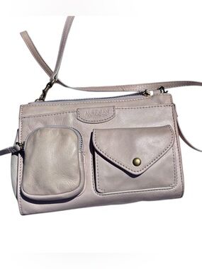 American Leather Co Crossbody Bag Tan Multi Pocket Soft Leather Boho